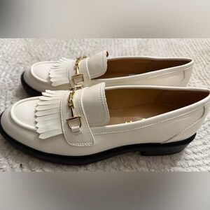 Unisa Cream Loafers with Gold Detail